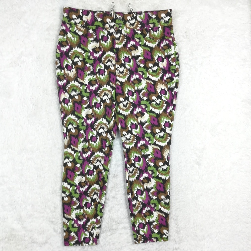 Terra & Sky Womens Pants Legging Crop Splatter Print Skinny Pull On Plus 1X